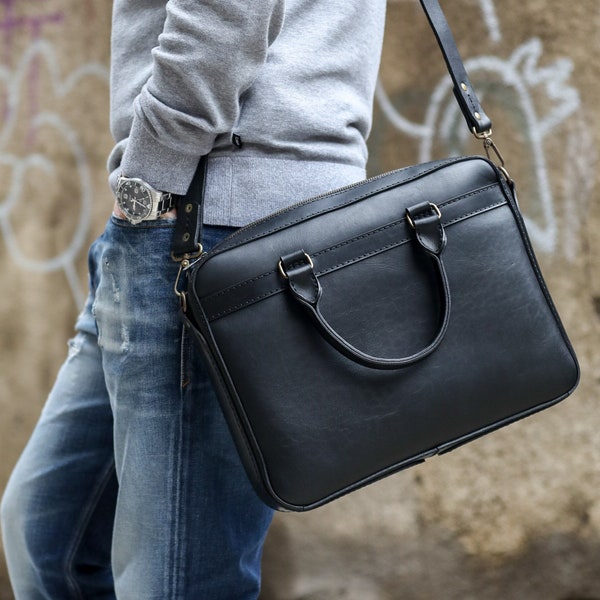 Leather Briefcase - Etsy