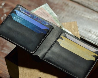 Credit Card Holder for men, Personalized bi-fold Wallet for man, Leather bifold wallet handmade, Slim Leather Wallet, best selling wallet