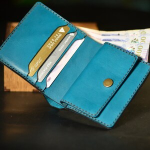 Carteira turquesa para mulheres, carteira dupla de couro com porta-moedas, carteira personalizada com bolso para moedas, porta-moedas, porta-cartões de crédito