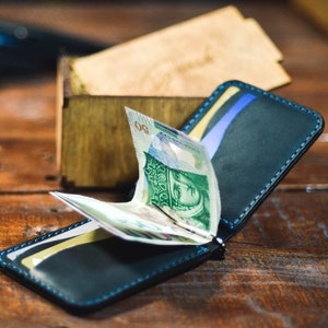 Cartera minimalista Money Clip unisex, regalos de cuero únicos, carteras de clip de dinero de cuero para él
