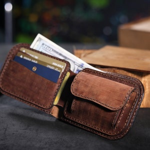 bifold wallet with coin pocket, personalized wallet for men, fathers day gift, Custom Wallet, Distressed Leather, credit card holder