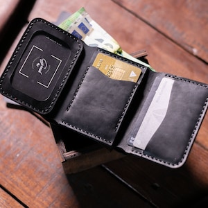 Portafoglio triplo, porta carte di credito, portafoglio RFID, portafoglio in pelle per uomo, portafoglio sottile per uomo, piccolo portafoglio per carte in pelle, regalo per lui