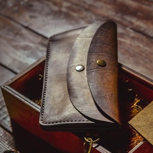 Cartera de piel marrón para mujer, regalo de piel para ella, cartera de mano para mujer de piel de grano completo, cartera para mujer, regalo personalizado para mujer