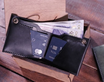 Leder Portemonnaie für Herren, Brieftasche aus Leder für Ihn, Brieftasche aus Metall, Brieftasche für Männer, minimalistische Brieftasche für Kartenhalter, Trauzeugen Geschenk