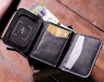 Cartera triple, tarjetero de crédito, cartera RFID, cartera de cuero para hombre, cartera delgada para hombre, cartera de tarjeta de cuero pequeña, regalo para él