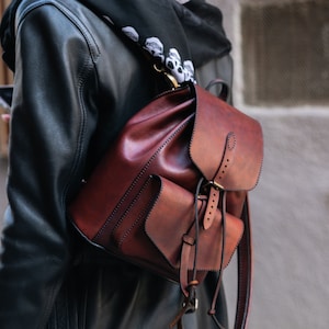 mini leather backpack, small backpack purse, city backpack, leather backpack women, leather rucksack, brown leather bag, personalized gift