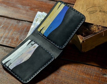 Leather credit card holder wallet, bifold wallet for men, Stylish wallet handmade, personalized slim leather cardholder, fathers day gift