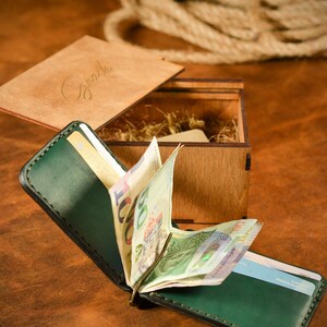 Cartera de cuero personalizada genuina unisex Money Clip, Cartera de clip de dinero de cuero, Cartera de cuero para hombres, Carteras para él, Regalos para hombres imagen 4