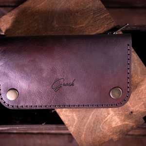 Cartera larga de cuero, Monedero con cremallera, Cartera de bolsillo de monedas de ranura de efectivo para tarjetas, Regalo de aniversario para ella, Monedero de billetera grabado, Regalo para cumpleaños