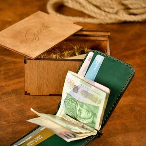 Cartera de cuero personalizada genuina unisex Money Clip, Cartera de clip de dinero de cuero, Cartera de cuero para hombres, Carteras para él, Regalos para hombres imagen 3