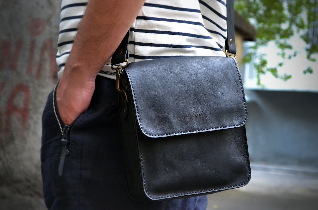 Leather Messenger Bag for Men Small Leather Shoulder Bag - Etsy