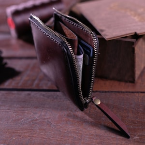 Cartera pequeña con cremallera para hombre y mujer, cartera biker con cremallera, cartera personalizada, cartera tarjetero con cremallera, cartera de viaje imagen 5