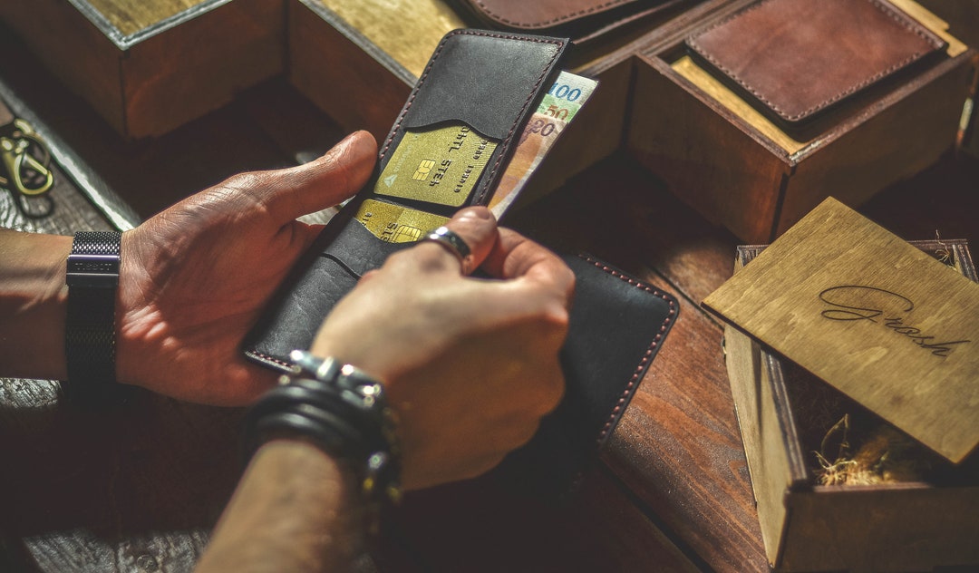 Handmade Leather Trifold Wallet: Personalized Minimalist Wallet With ...