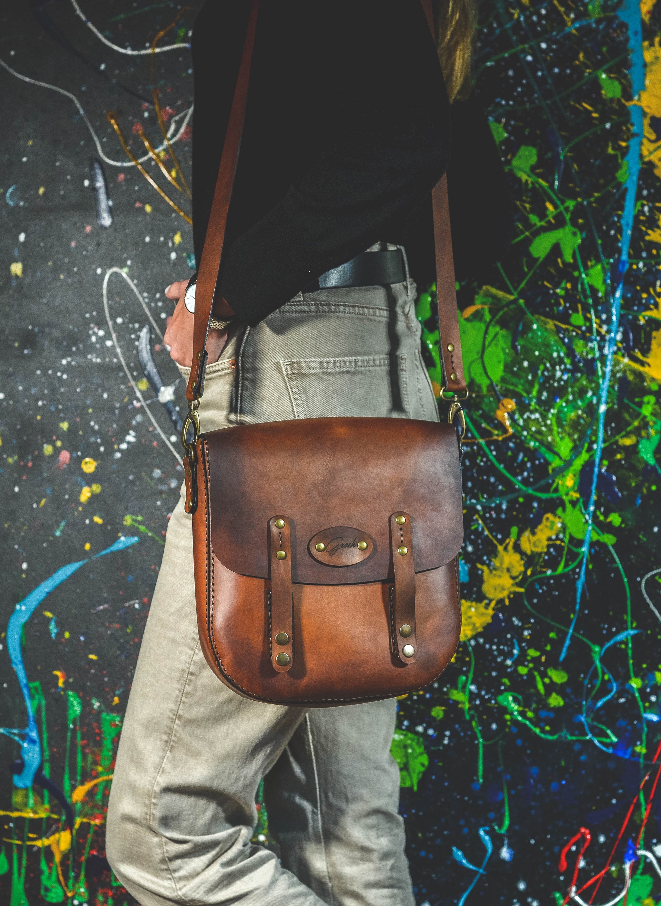 Messenger Bag Women Leather Messenger Backpack Women's Etsy