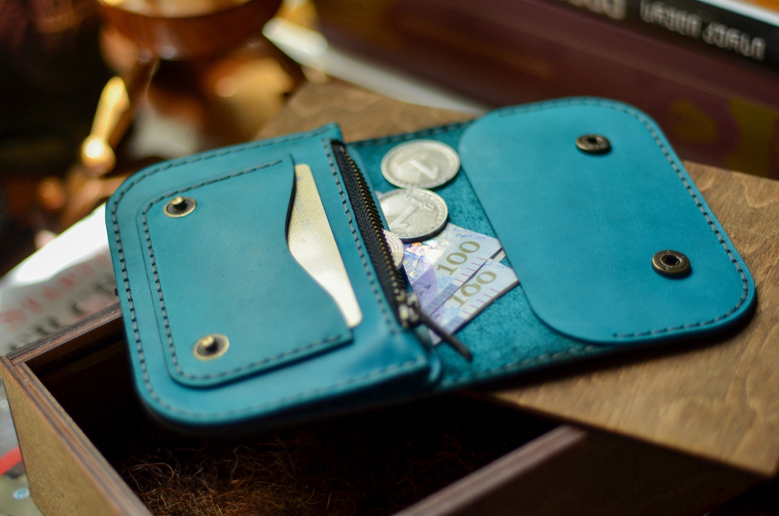 Small Leather Zip Wallet Womens Wallet From Genuine Leather Etsy
