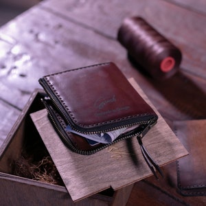 Cartera pequeña con cremallera para hombre y mujer, cartera biker con cremallera, cartera personalizada, cartera tarjetero con cremallera, cartera de viaje imagen 4