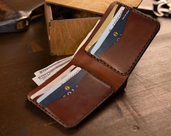 Handmade Full Grain Leather Bifold Wallet – Personalized Cardholder, Gift Box