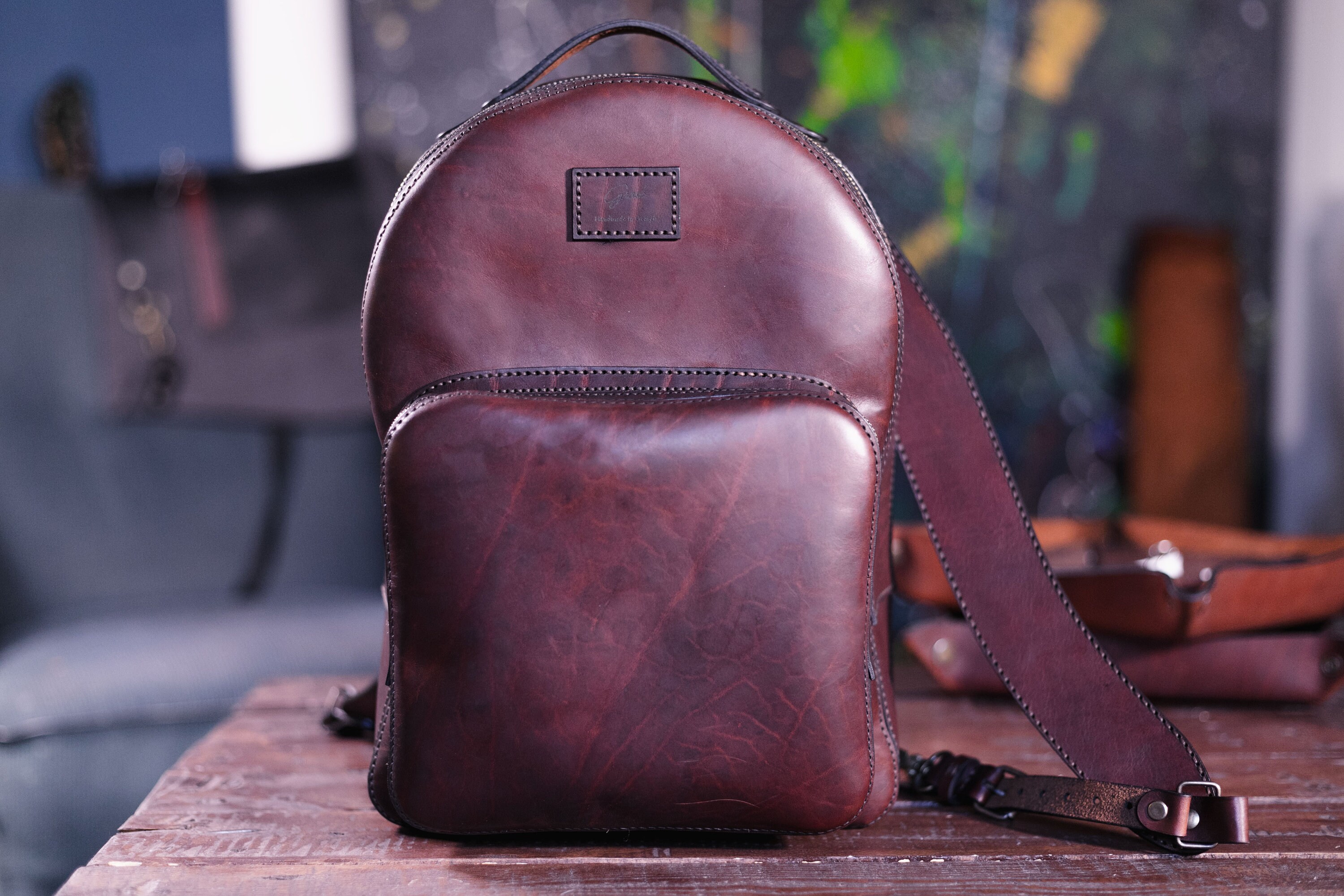 Grosh handmade Genuine Leather Brown Crossbody Backpack Etsy $300 il_fullxfull.2999849036_lxhi.jpg main image 4