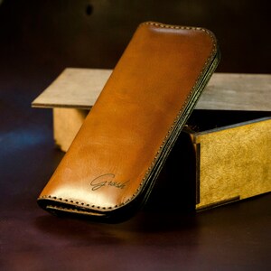 Cartera de motociclista para hombre, billetera elegante para él, billetera larga de cuero para camionero, billetera de viaje de cuero marrón, regalo personalizado para novio imagen 5