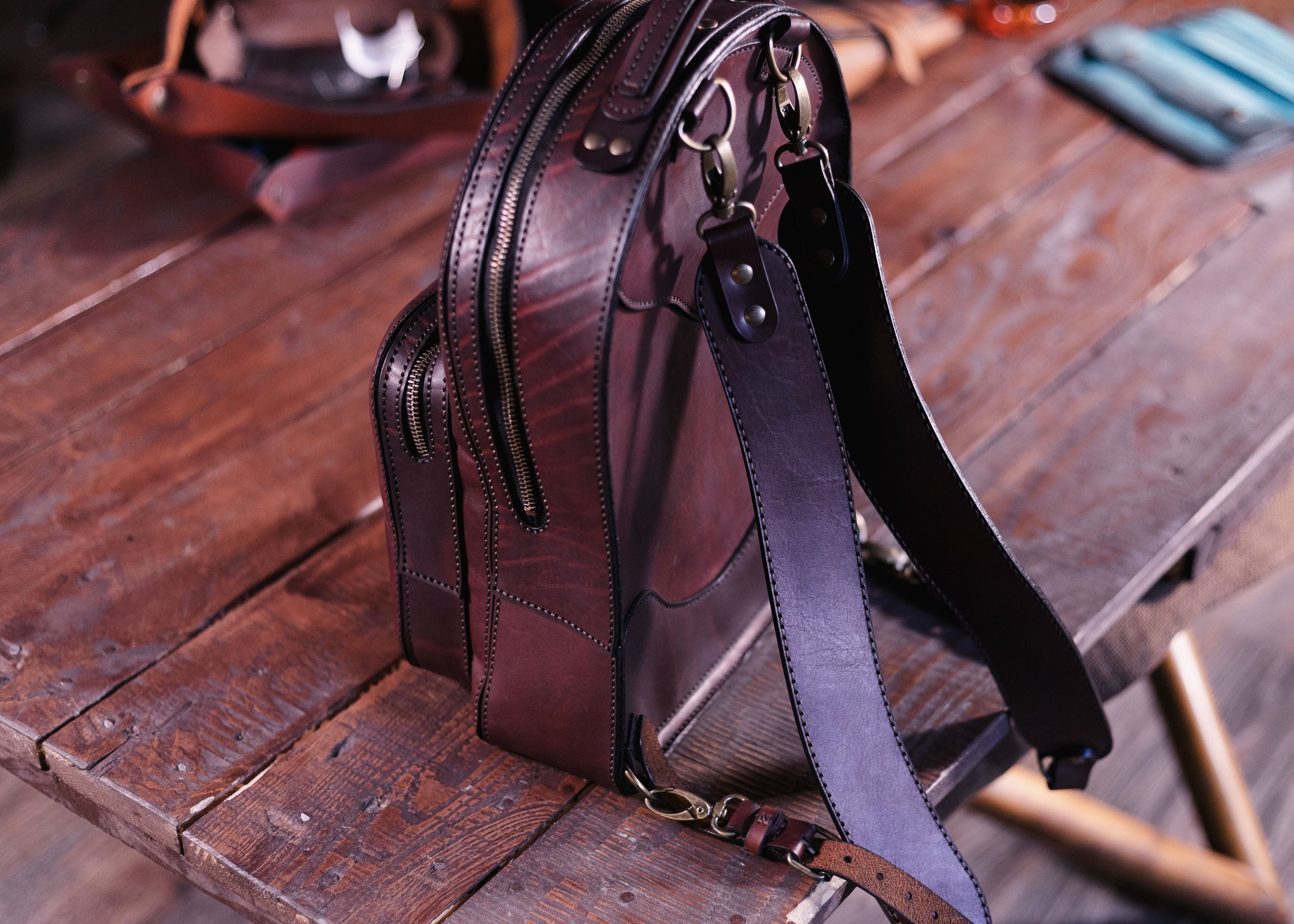 Handcrafted Leather Backpack: Personalized Brown Rucksack - Etsy display picture 1