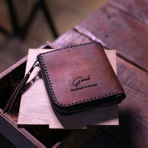 Cartera pequeña con cremallera para hombre y mujer, cartera biker con cremallera, cartera personalizada, cartera tarjetero con cremallera, cartera de viaje Beis