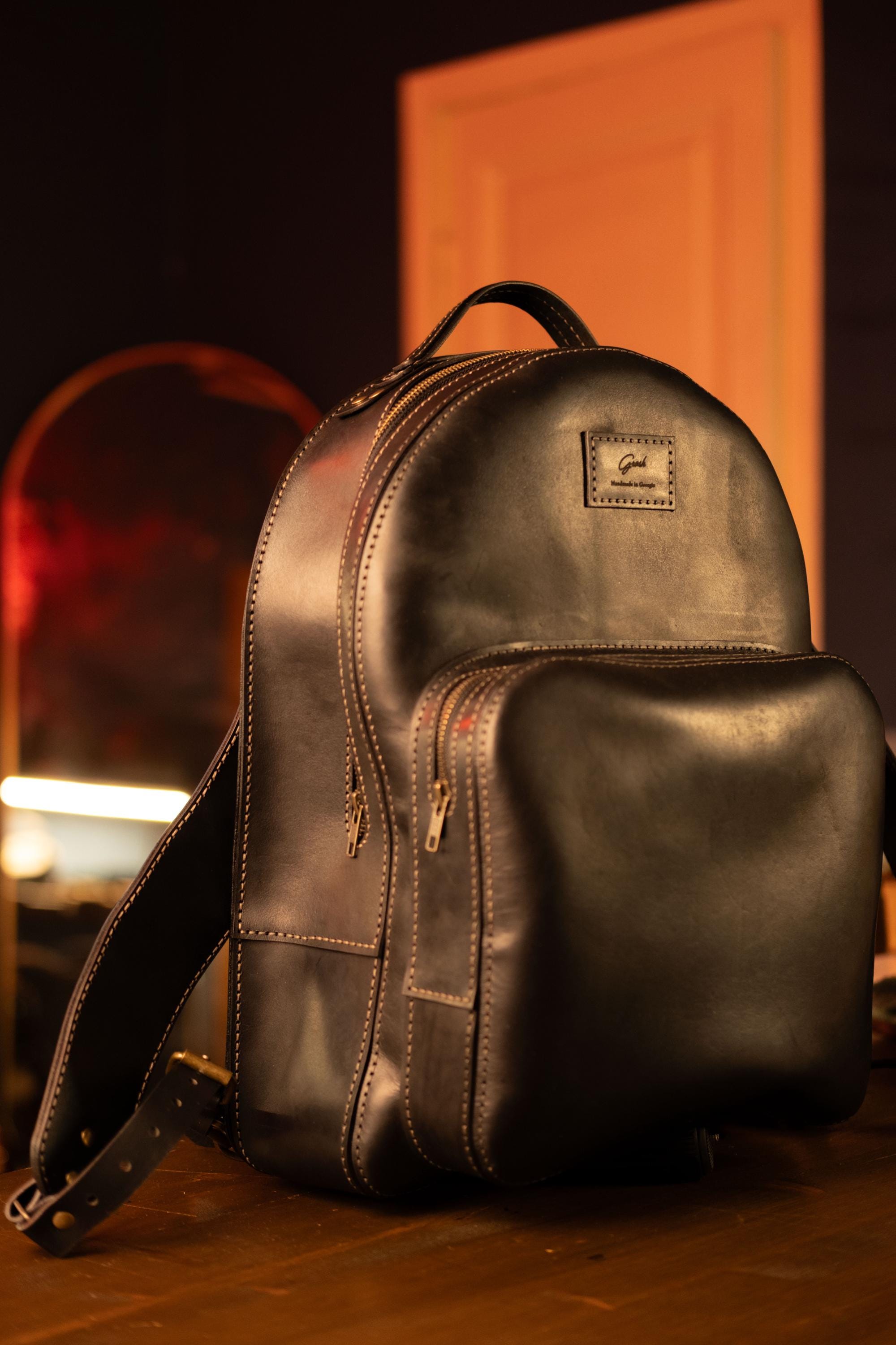 Grosh handmade Genuine Leather Brown Crossbody Backpack Etsy $300 Brown Leather Backpack: Vintage Rucksack, Small Crossbody  main image 3