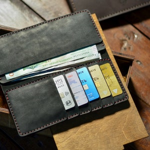 Personalisierte Herren Leder Brieftasche, Geschenke für ihn, personalisierte Brieftasche, Weihnachtsgeschenke für ihn, Herren lange Leder Bifold Brieftasche