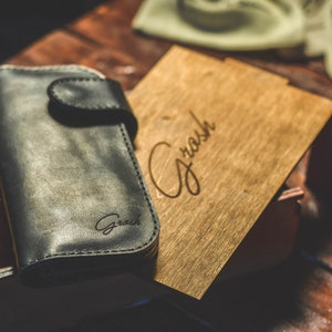 Cartera de motociclista negra PERSONALIZADA, Cartera larga de cuero para hombre, Cartera de camionero con cremallera, Cartera de viaje con monograma, Cartera plegable de cuero negro imagen 5