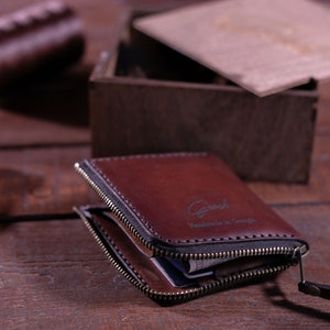 Cartera pequeña con cremallera para hombre y mujer, cartera biker con cremallera, cartera personalizada, cartera tarjetero con cremallera, cartera de viaje imagen 6