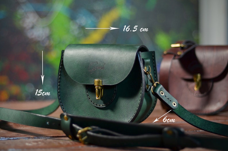 Small crossbody bag for women, Leather cell phone purse, mini crossbody pouch, shoulder bag, Everyday bag, Genuine leather saddle bag Green