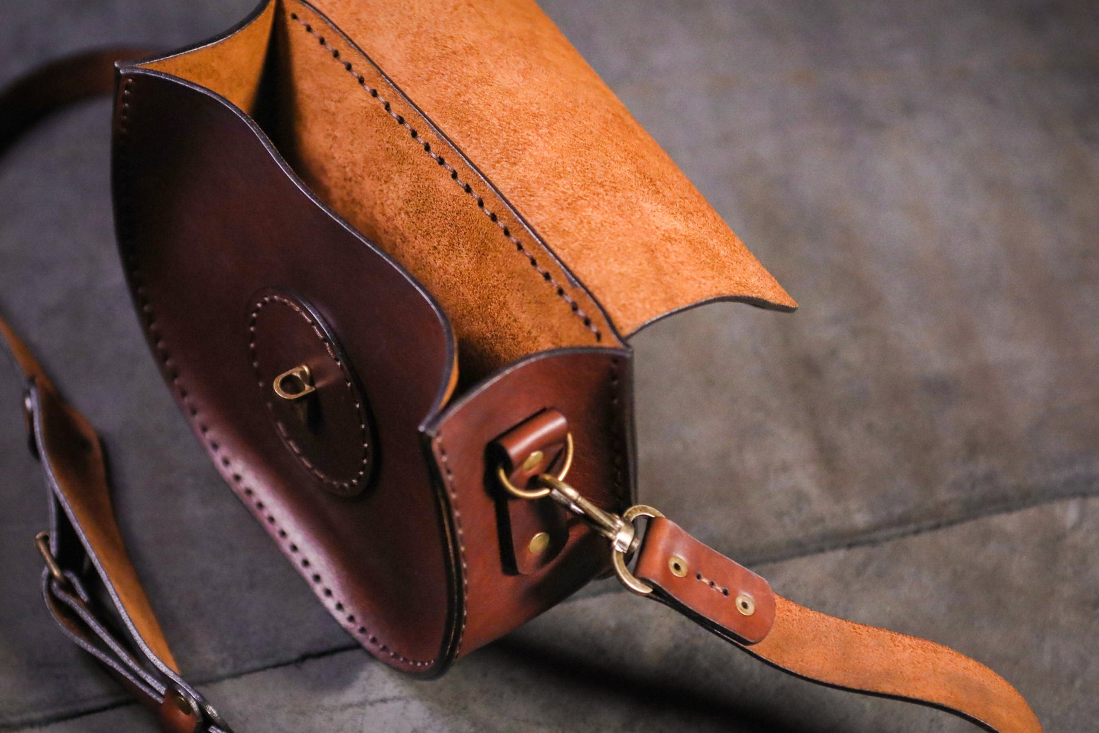 Leather Crossbody Purse Handmade Crossbody Bag Brown Leather Etsy