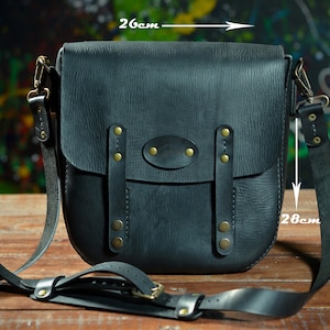 Schwarze Messenger-Tasche für Frauen, Leder Classy Bag, handgemachte mittlere Crossbody Geldbörse, jeden Tag DamenTasche Bild 1