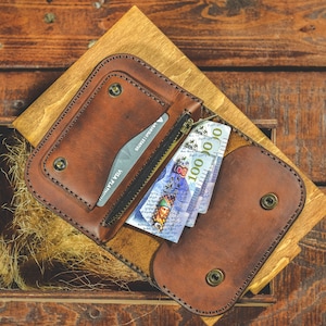 Mini billetera para mujer, billetera pequeña para damas, cartera de cuero personalizada, billetera monedero, bolsa de cuero genuino, regalo para ella, hecho a mano