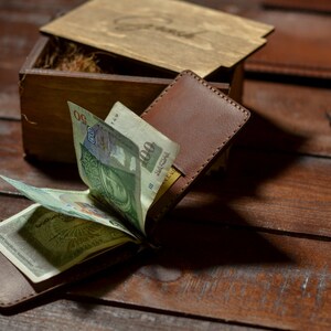 Portefeuille en cuir slim avec clip dargent, cadeaux du 50e anniversaire, portefeuille minimaliste mince unisexe, cadeau personnalisé image 7