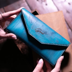 Gepersonaliseerde damesportemonnee, grote portemonnee voor dames, op maat gemaakte clutch portemonnee voor haar, verjaardagscadeau voor vriendin, cadeau voor haar, Moederdag