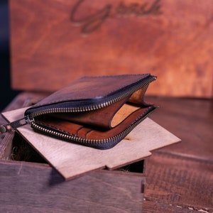 Cartera pequeña con cremallera para hombre y mujer, cartera biker con cremallera, cartera personalizada, cartera tarjetero con cremallera, cartera de viaje imagen 9