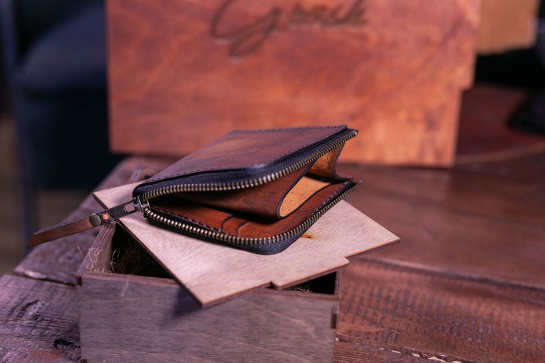 Cartera pequeña con cremallera para hombre y mujer, cartera biker con cremallera, cartera personalizada, cartera tarjetero con cremallera, cartera de viaje imagen 9