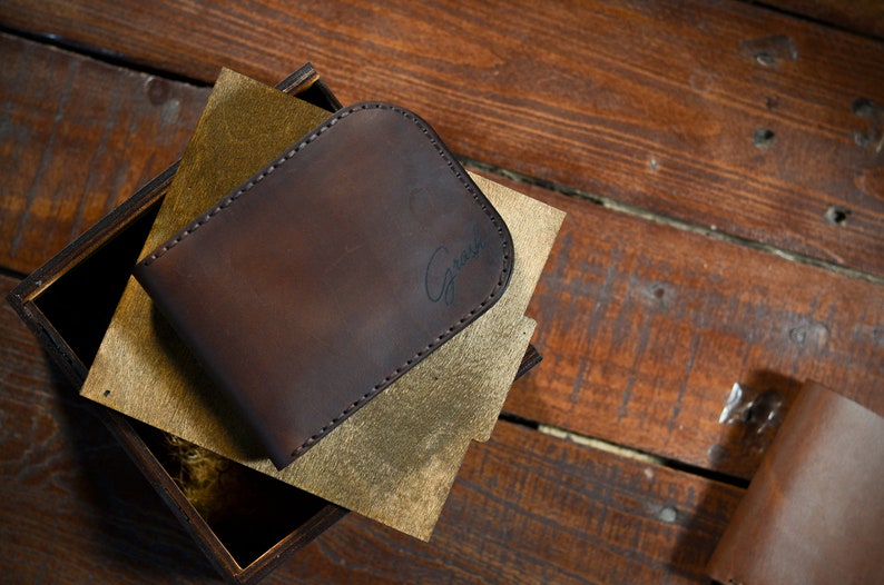 Leather Wallet Mens Coin Mens Bifold Wallet With Coin Pocket Etsy