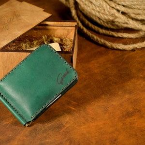 Cartera de cuero personalizada genuina unisex Money Clip, Cartera de clip de dinero de cuero, Cartera de cuero para hombres, Carteras para él, Regalos para hombres imagen 5