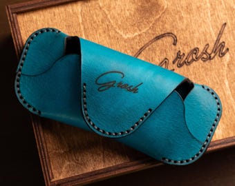 Custodia per occhiali da sole in pelle personalizzata: custodia per occhiali in pelle pieno fiore fatta a mano