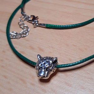 Jaguar head necklace, antique silver charm necklace, Tibetan silver, Antique silver - Silber Jaguar Kopf, Antik Silber Halskette