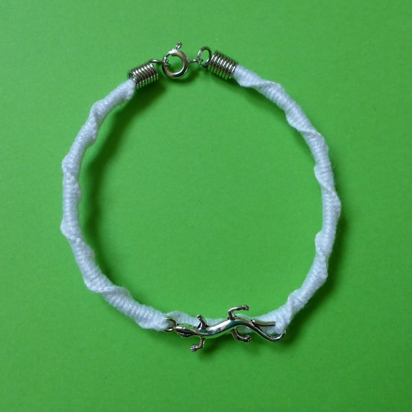Lizard silver knotted bracelet or anklet - Silber Echse Armbändchen/Fusskettchen