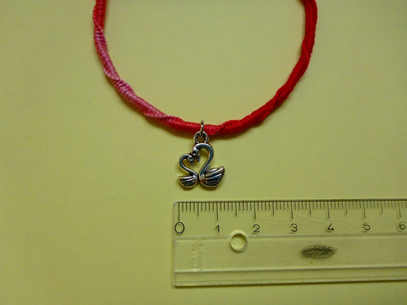 Silber Schwan Herz Fusskettchen heart bird Tibetan silver Swan silver knotted anklet Vogel