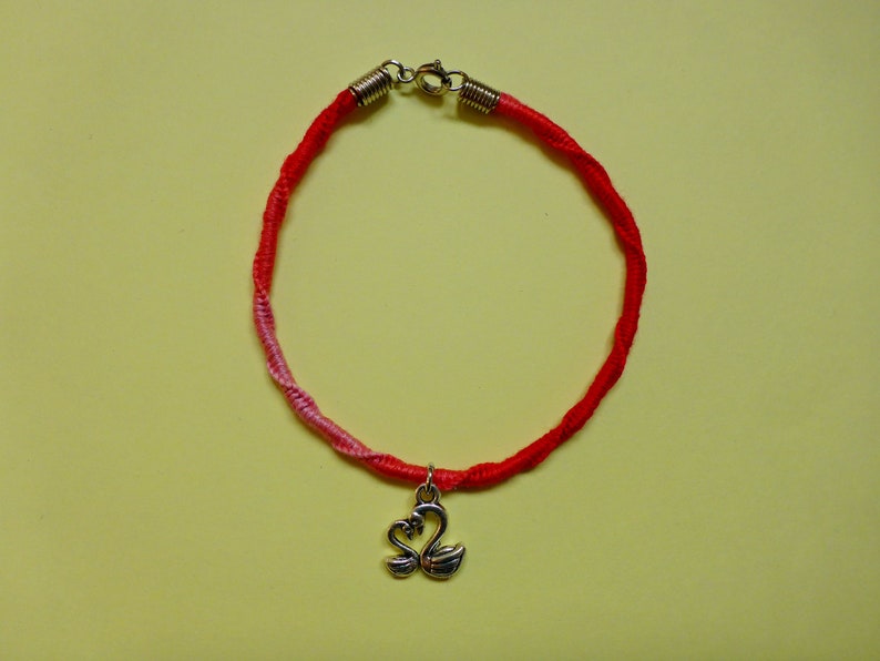 Silber Schwan Herz Fusskettchen heart bird Tibetan silver Swan silver knotted anklet Vogel