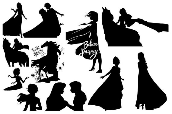 Frozen 2 silhouette Frozen vector collection clip art | Etsy