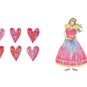 Download digitale scaricabile,Angel Hearts. Clip Art per bigliettini , cartoline, inviti. Illustrazione.  invito di partecipazione.