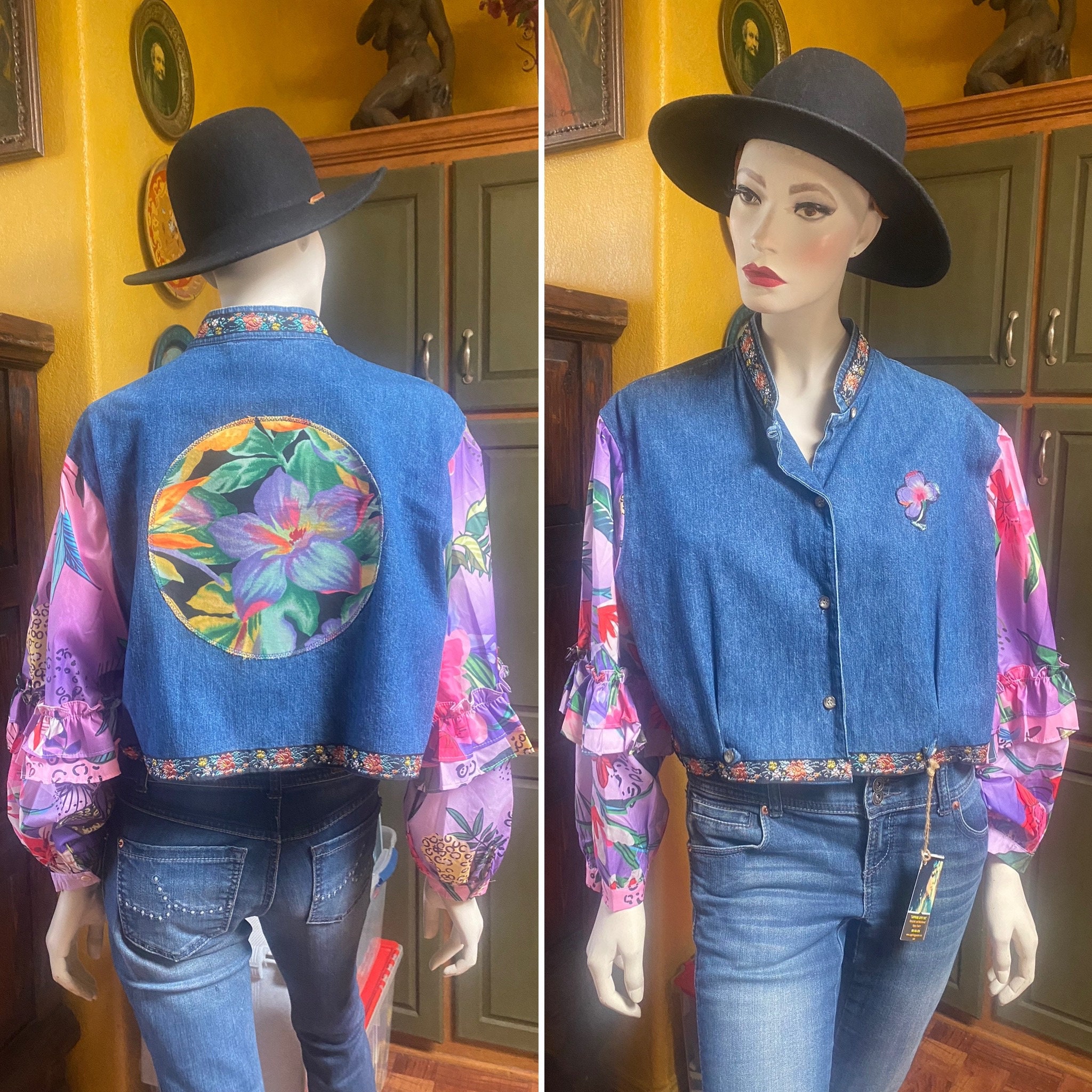 Hawaiian Print Denim Jackets - Etsy