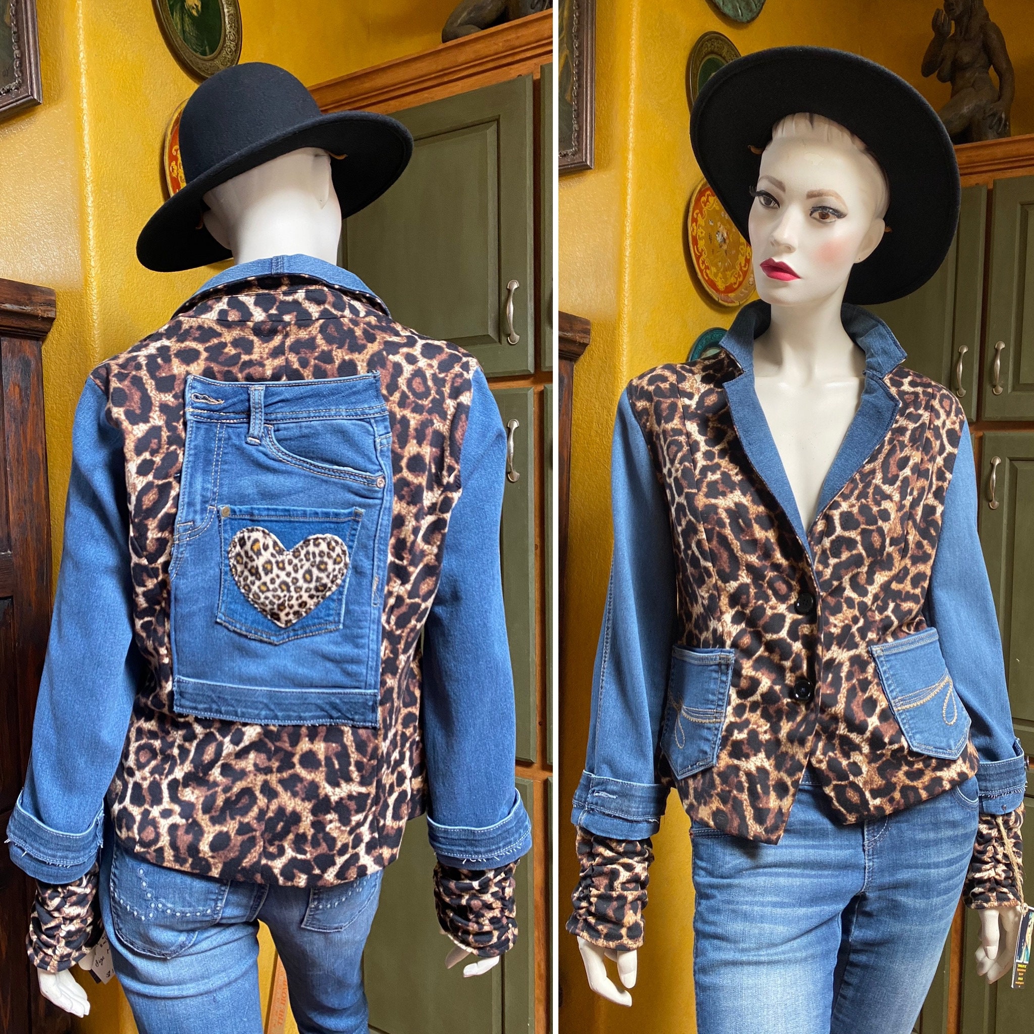 Camel Leopard Crop Denim Jacket – Old Skool Boutique