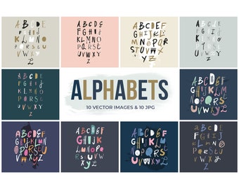 Vector cut out clip art fonts, nursery ABC