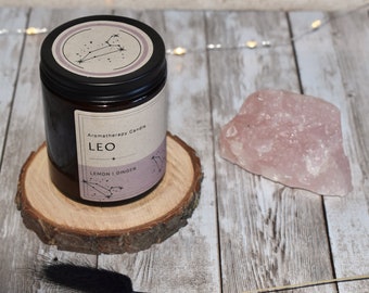 Zodiac Candle LEO  - Lemon & Ginger Aromatherapy Candle, Astrology Candle, Birthday Gift